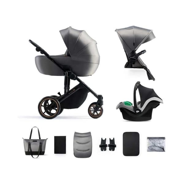 2 i 1 kombinerad barnvagn - KINDERKRAFT PRIME2 - upp till 22 kg - med rymlig liggdel - Brett justerområde - Grå