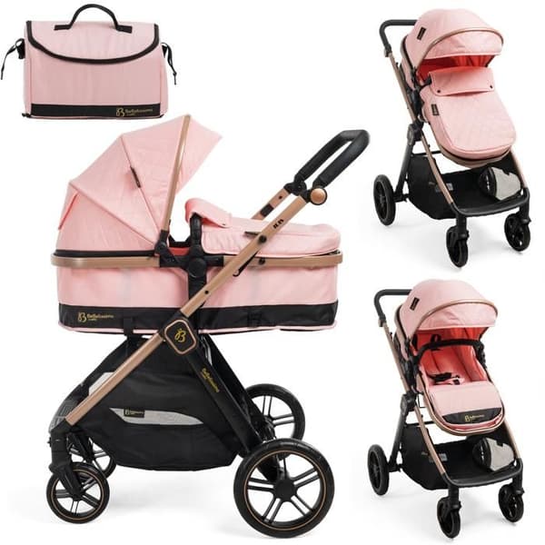 Bebelissimo - Transformabel barnvagn - kombinerad - 2 i 1 - vikt 0-22kg - IRIS - rosa