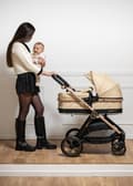 Miniatyrbild 5 av 6: Bebelissimo - Transformera barnvagn - kombinerad - 2 i 1 - vikt 0-22kg - IRIS - beige