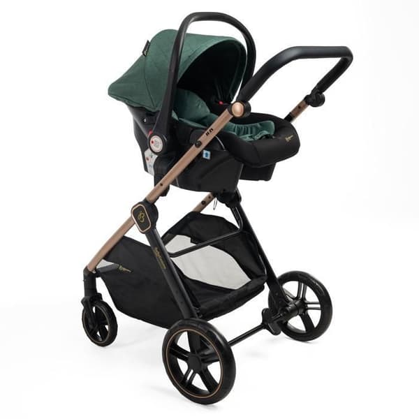 BEBELISSIMO - Kombinerad trio-barnvagn 3 i 1 - bilstol 0+ IRIS – liggdel – från födseln – upp till 22kg - grön