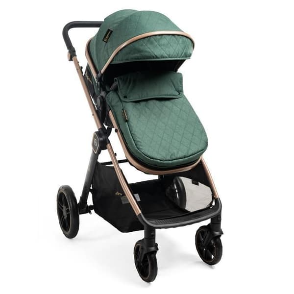 BEBELISSIMO - Kombinerad trio-barnvagn 3 i 1 - bilstol 0+ IRIS – liggdel – från födseln – upp till 22kg - grön