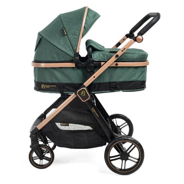 BEBELISSIMO - Kombinerad trio-barnvagn 3 i 1 - bilstol 0+ IRIS – liggdel – från födseln – upp till 22kg - grön