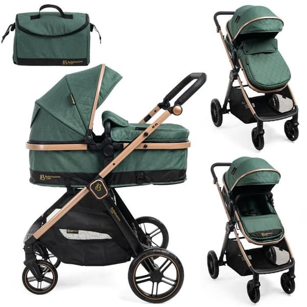 Bebelissimo - Transformabla barnvagn - kombinerad - 2 i 1 - vikt 0-22kg - IRIS - grön