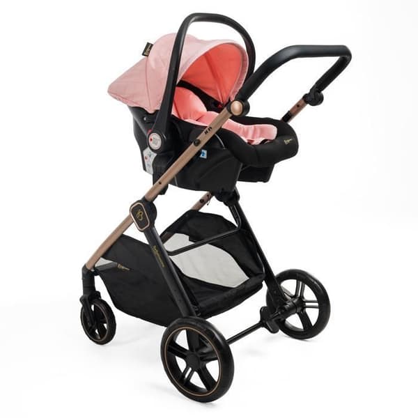 BEBELISSIMO - Kombinationstrio 3 i 1 - bilsäte 0+ IRIS – liggdel – från födseln – upp till 22kg - rosa