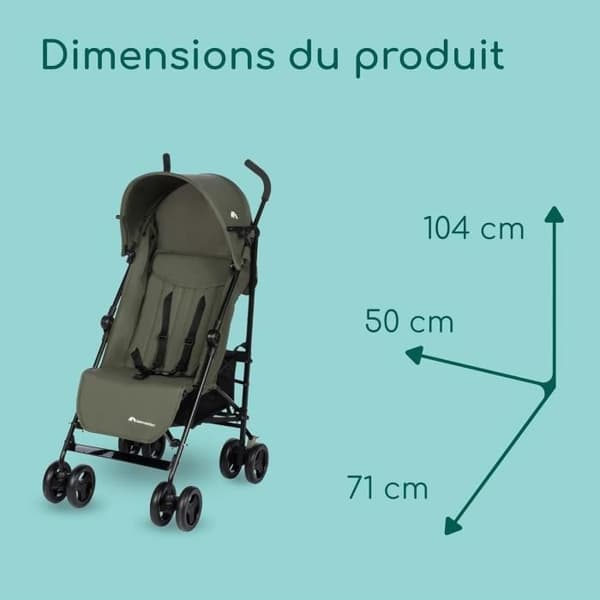 BEBECONFORT RAINBOW Barnvagn 2:a åldern, lätt, lätt att fälla ihop, multiposition, 6 månader till 4 år, upp till 22 kg Mineral Green