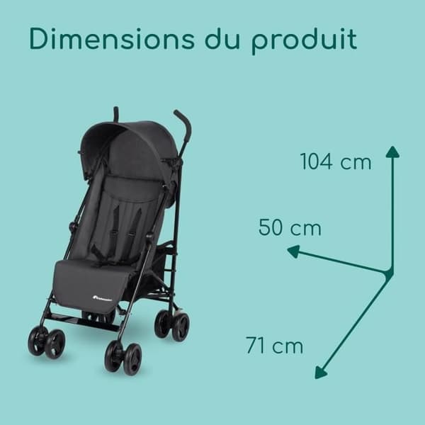 BEBECONFORT RAINBOW Barnvagn Cane 2:a åldern, lätt, lätt att fälla ihop, multiposition, 6 månader till 4 år, upp till 22 kg mineralgrafit