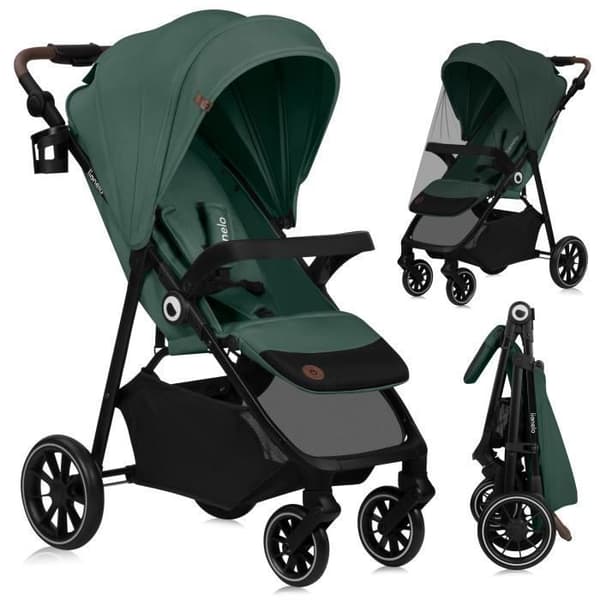 Kompakt barnvagn LIONELO Emma One - 6-48 månader - Fälls med en hand - Flera positioner - Myggnät - Grön