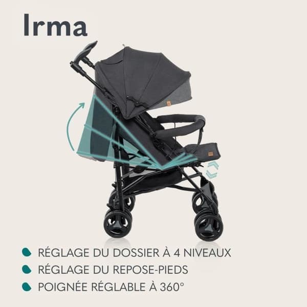 LIONELO Irma - Kompakt barnvagn - Från 6 till 36 månader - 5-punkts säkerhetsbälte - tillbehör ingår - Dreamin'
