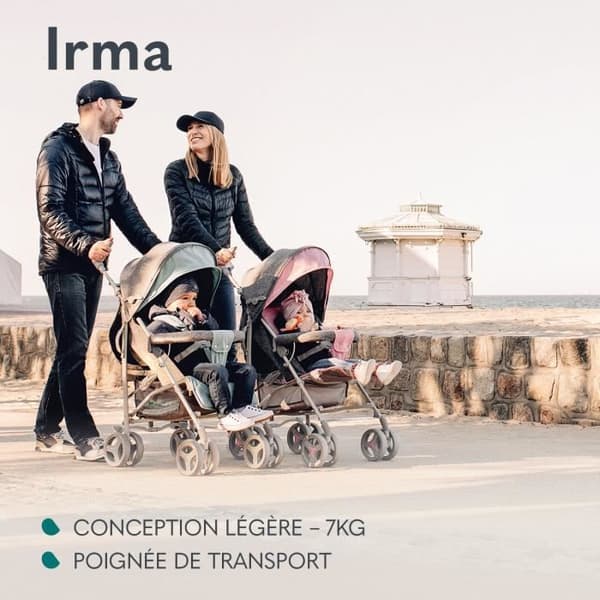 LIONELO Irma - Kompakt barnvagn - Från 6 till 36 månader - 5-punkts säkerhetsbälte - tillbehör ingår - Dreamin'