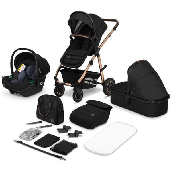 Kombinerad barnvagn LIONELO Amber 3 i 1 upp till 22 kg med liggdel, bilstol i-Size, väska och tillbehör - Svart