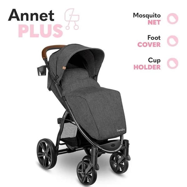Universell gåstol LIONELO Annet - Upp till 22 kg - Säkert 5-punkts fäste - Grafitgrå