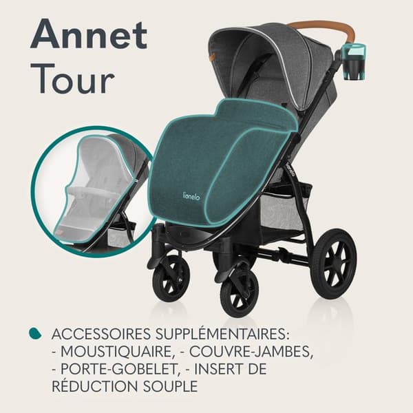Terrängvagn LIONELO Annet Tour - Upp till 22 kg - Stora hjul - Tillbehör - Dreamin'