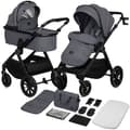 Miniatyrbild 1 av 6: Kombinerad barnvagn 2-i-1 LIONELO Layla - Från födseln upp till 22 kg - Paket med duo barnvagn, liggdel, väska och tillbehör - Grå