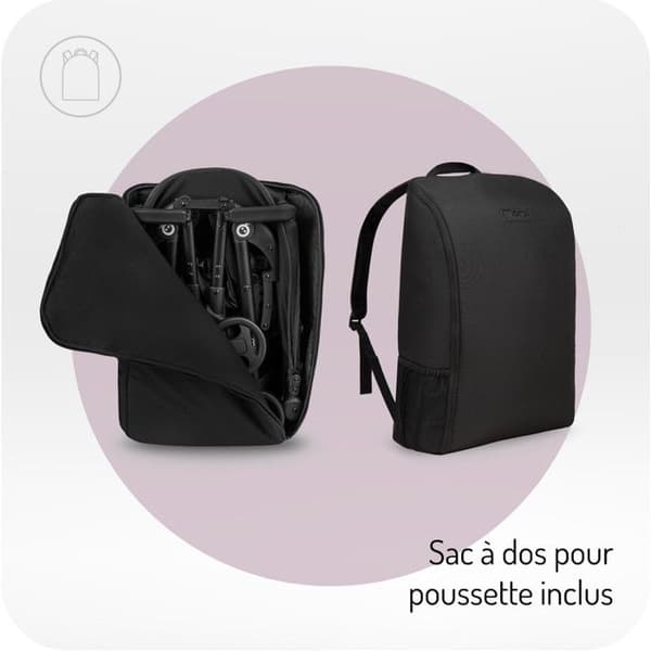 Ultrakompatbar babyvagn - MoMi GRACE - RESA - Lätt 6,2 kg - Upp till 15 kg - Svart