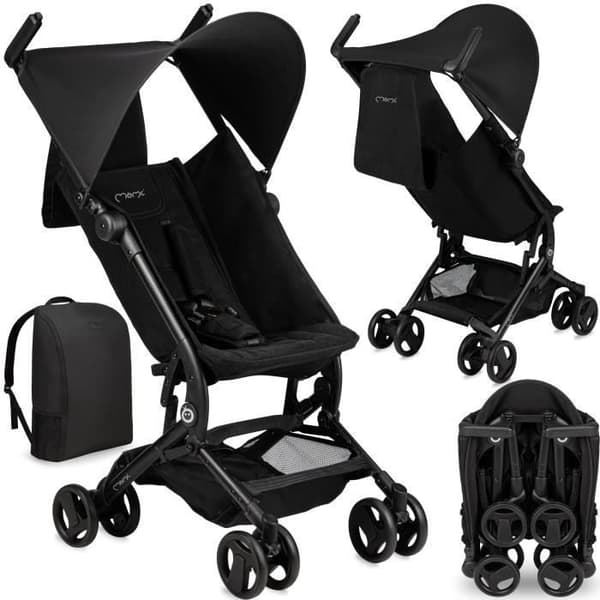 Ultrakompatbar babyvagn - MoMi GRACE - RESA - Lätt 6,2 kg - Upp till 15 kg - Svart