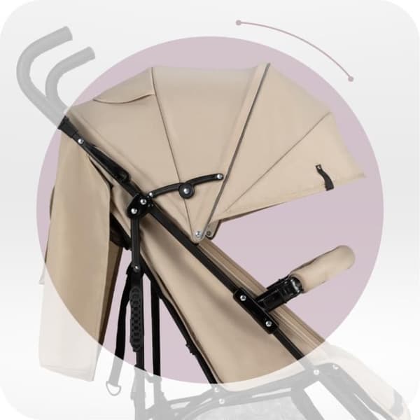MoMi AKIRA - Super kompakt paraplyvagn - Lätt 6,7 kg - Från 6 månader till 15 kg - Tillbehörsset - Väska och korg - Beige