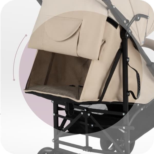 MoMi AKIRA - Super kompakt paraplyvagn - Lätt 6,7 kg - Från 6 månader till 15 kg - Tillbehörsset - Väska och korg - Beige