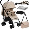 Miniatyrbild 1 av 4: MoMi AKIRA - Super kompakt paraplyvagn - Lätt 6,7 kg - Från 6 månader till 15 kg - Tillbehörsset - Väska och korg - Beige