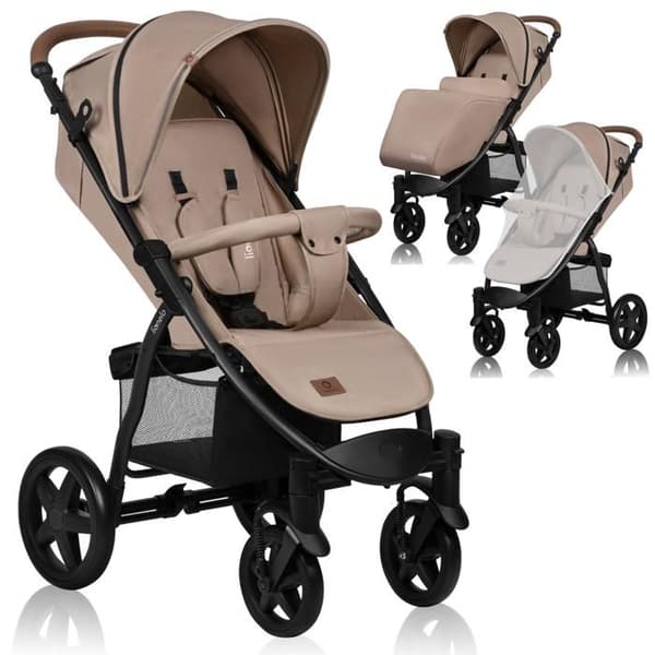 Poussette canne allt terräng LIONELO Annet Plus - Upp till 22 kg - Stora hjul - Tillbehör - Beige