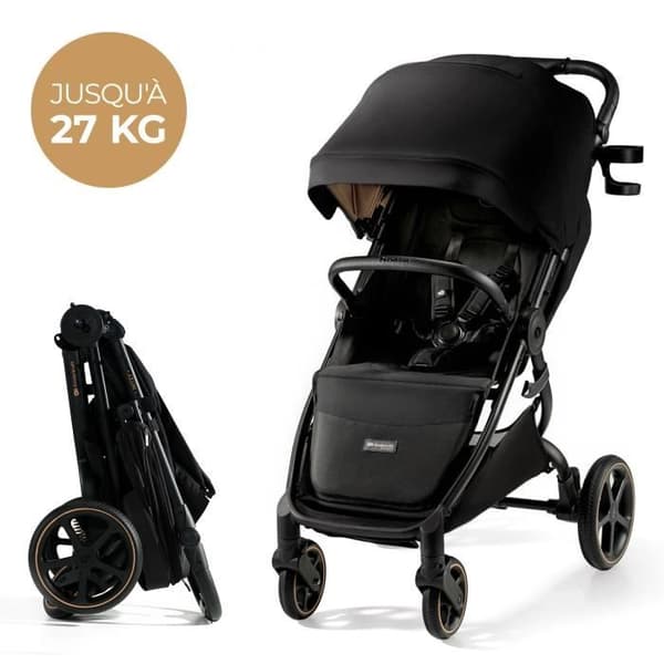 Barnvagn upp till 27 kg - KINDERKRAFT MITZY - Enhandsfällning - Stora dämpade hjul utan uppblåsning - Svart