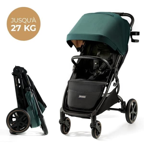Käppvagn upp till 27 kg - KINDERKRAFT MITZY - Enhandsfällning - Stora dämpade hjul utan uppblåsning - Grön
