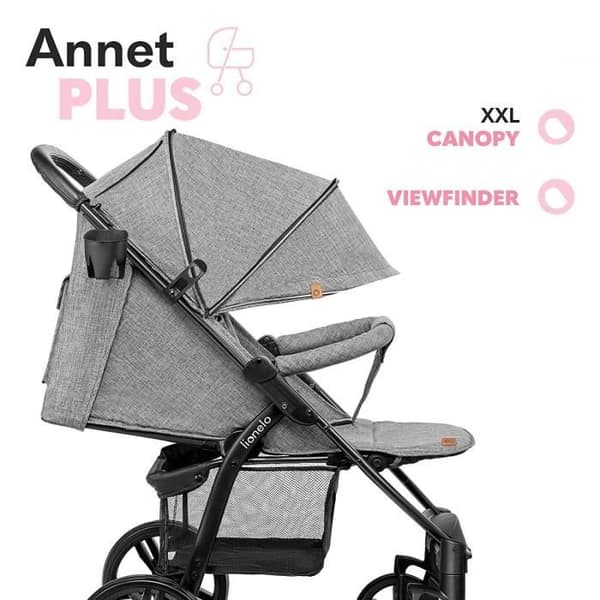 LIONELO Annet universell käppvagn - Upp till 22 kg - 5 fästpunkter säkerhet - Grå