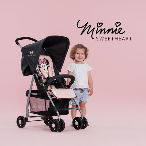 MINNIE Sportvagn upp till 18 kg, Liggläge, Lättvikt 5,9 kg, hopfällbar och kompakt - rosa