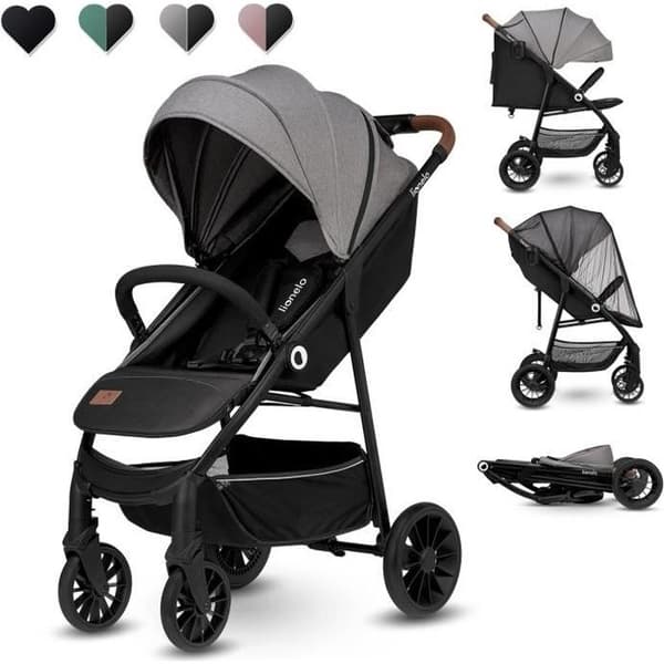 LIONELO Zoey käppvagn - Från 6 till 36 månader - XXL huva för solskydd - Grå