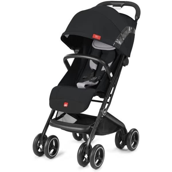 GB Qbit+ All-Terrain Velvet Black Barnvagn - Lutande ryggstöd - Resesystem - Stor kapell - Dubbla hjul