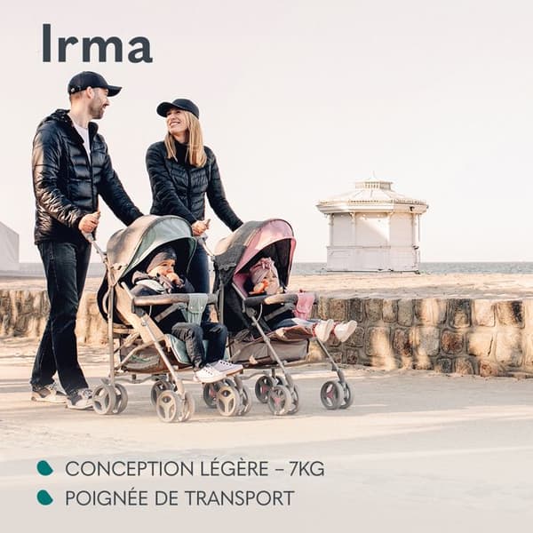 LIONELO Irma kompakt barnvagn - Från 6 till 36 månader - 5-punkts säkerhetsbälte - Grå