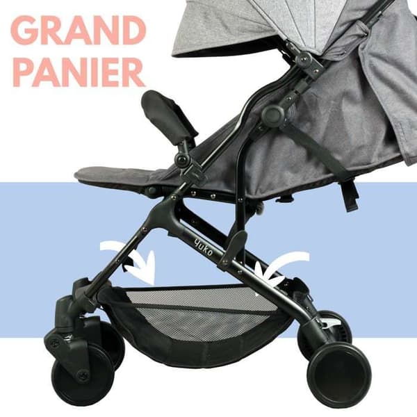Bambisol Stadsvagn YUKO² | Från födseln, 1 handvikning | Heather Grey Eco