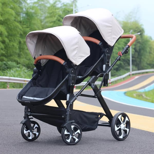 Syskonvagn Duo – Tvåsitsig Barnvagn med Stötdämpare & Hög Sittposition - Svart