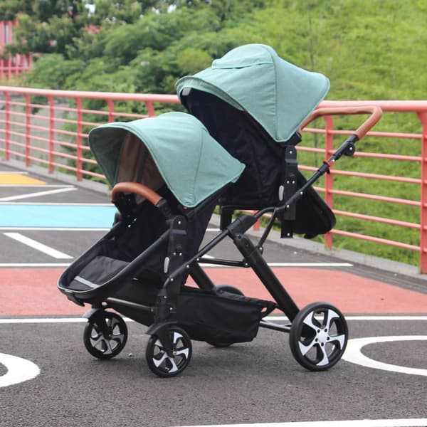 Syskonvagn Duo – Tvåsitsig Barnvagn med Stötdämpare & Hög Sittposition - Svart