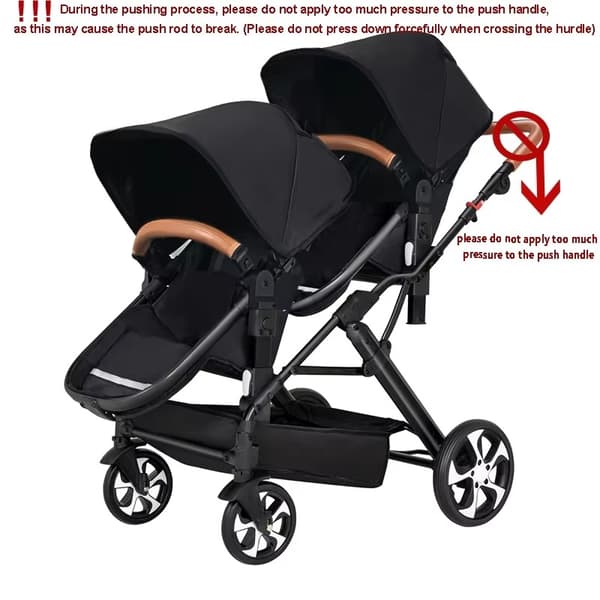 Syskonvagn Duo – Tvåsitsig Barnvagn med Stötdämpare & Hög Sittposition - Svart