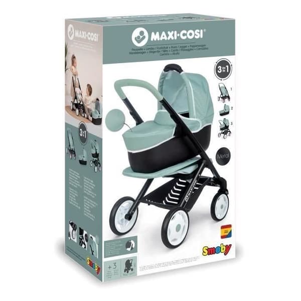 Maxi-Cosi 3 i 1 klapvogn - Smoby - Aftagelig bæredel - Multidirektionelle hjul