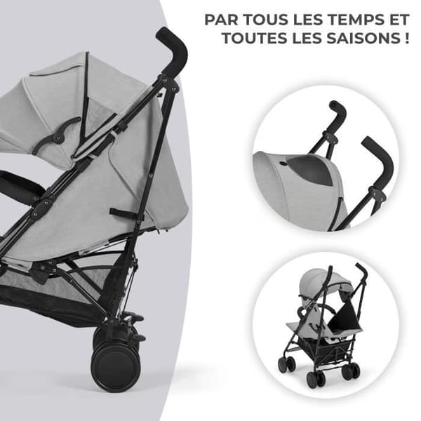 Kinderkraft Siesta Grey käppvagn - Grå - Lätt och kompakt - 5-punktssele och bromsar på varje hjul