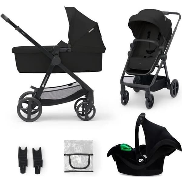 Kombinerad 3-i-1 Barnvagn - KINDERKRAFT NEWLY - med I-size bilbarnstol - Resesystem - Lätt 7,5 kg - Fälls ihop - Svart