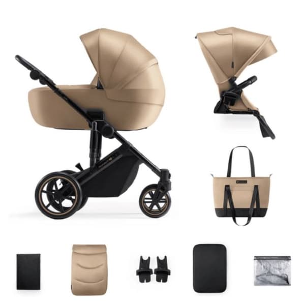 2 i 1 kombinerad barnvagn - KINDERKRAFT PRIME2 - upp till 22 kg - med rymlig liggdel - Brett justeringsområde - Beige