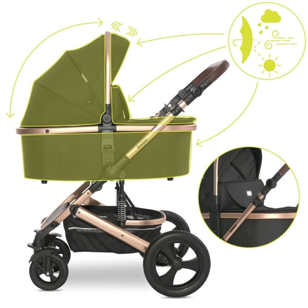 Lorelli Boston - 2-i-1 multifunktionell barnvagn | Svart + adaptrar
