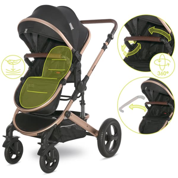 Lorelli Boston - 2-i-1 multifunktionell barnvagn | Svart + adaptrar