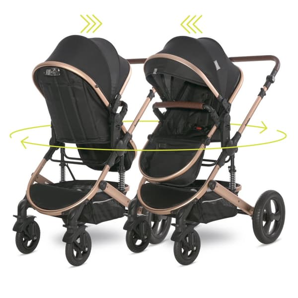 Lorelli Boston - 2-i-1 multifunktionell barnvagn | Svart + adaptrar
