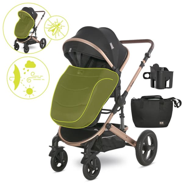 Lorelli Boston - 2-i-1 multifunktionell barnvagn | Svart + adaptrar