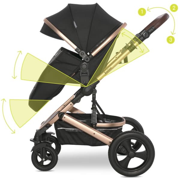 Lorelli Boston - 2-i-1 multifunktionell barnvagn | Svart + adaptrar