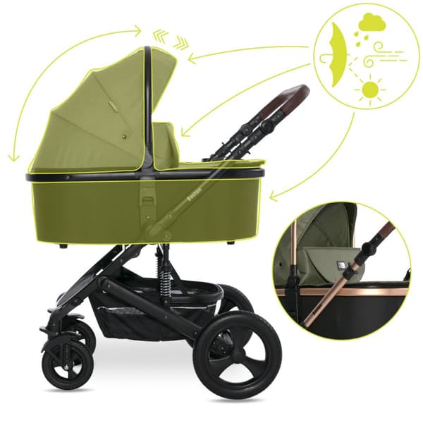 Lorelli Boston - 2-i-1 multifunktionell barnvagn | Loden Green + adaptrar