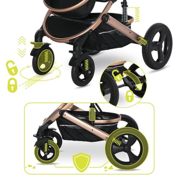 Lorelli Boston - 2-i-1 multifunktionell barnvagn | Loden Green + adaptrar