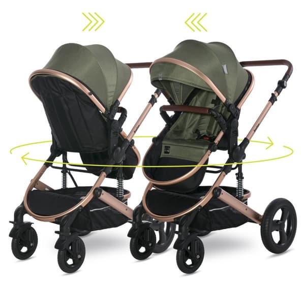 Lorelli Boston - 2-i-1 multifunktionell barnvagn | Loden Green + adaptrar