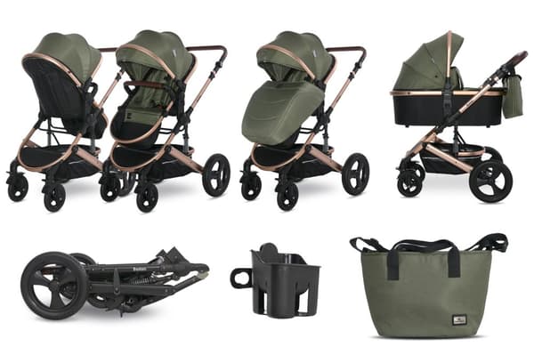 Lorelli Boston - 2-i-1 multifunktionell barnvagn | Loden Green + adaptrar