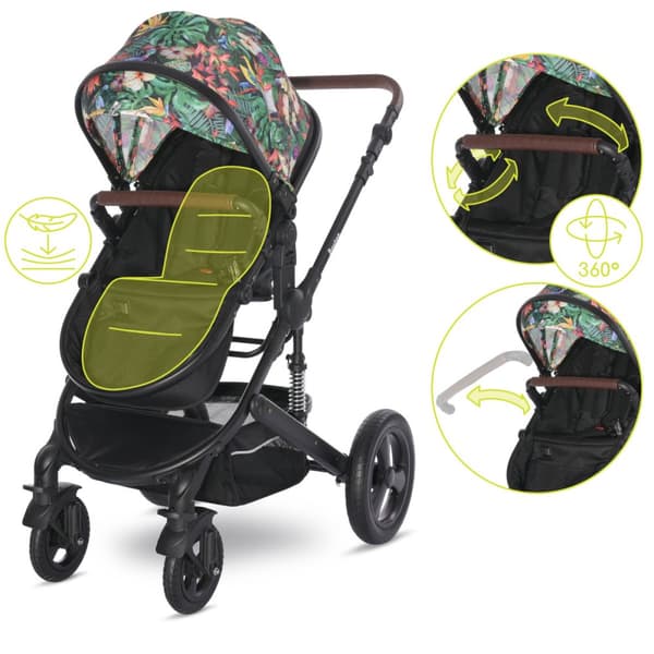 Lorelli Boston - 2-i-1 multifunktionell barnvagn | Tropisk blomma