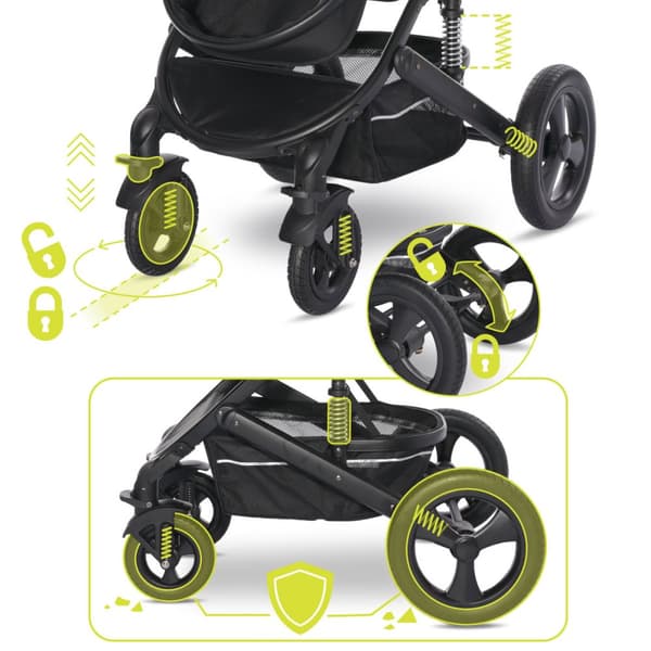 Lorelli Boston - 2-i-1 multifunktionell barnvagn | Tropisk blomma