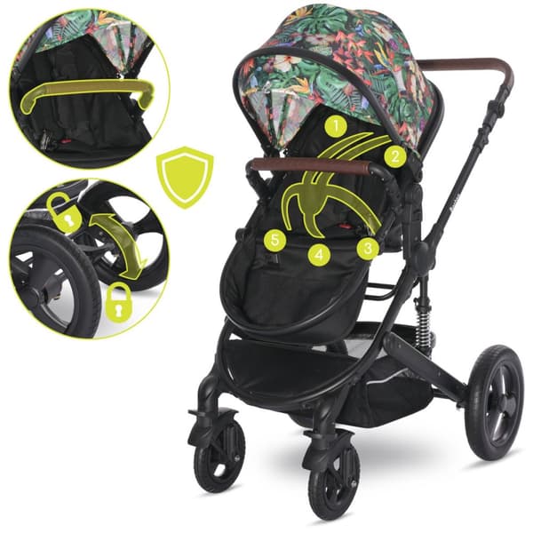 Lorelli Boston - 2-i-1 multifunktionell barnvagn | Tropisk blomma